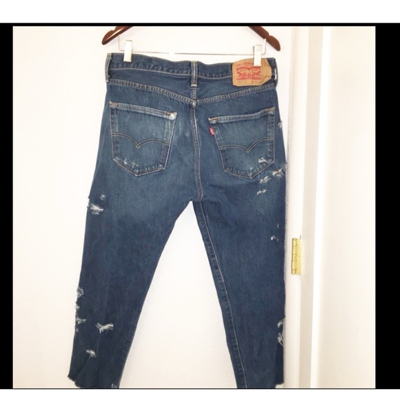 RARE LEVI’S 501 CT Plus Thrashed & Distressed Raw Hem SZ: 32 (12) - Picture 9 of 10